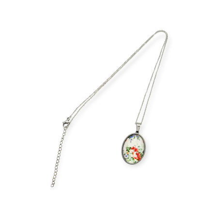 necklace steel silver floral